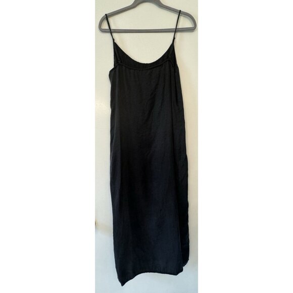 Zara Women Large Fillsens Black Strappy Midi Maxi Slip Dress Slit Glam Party - Picture 3 of 11